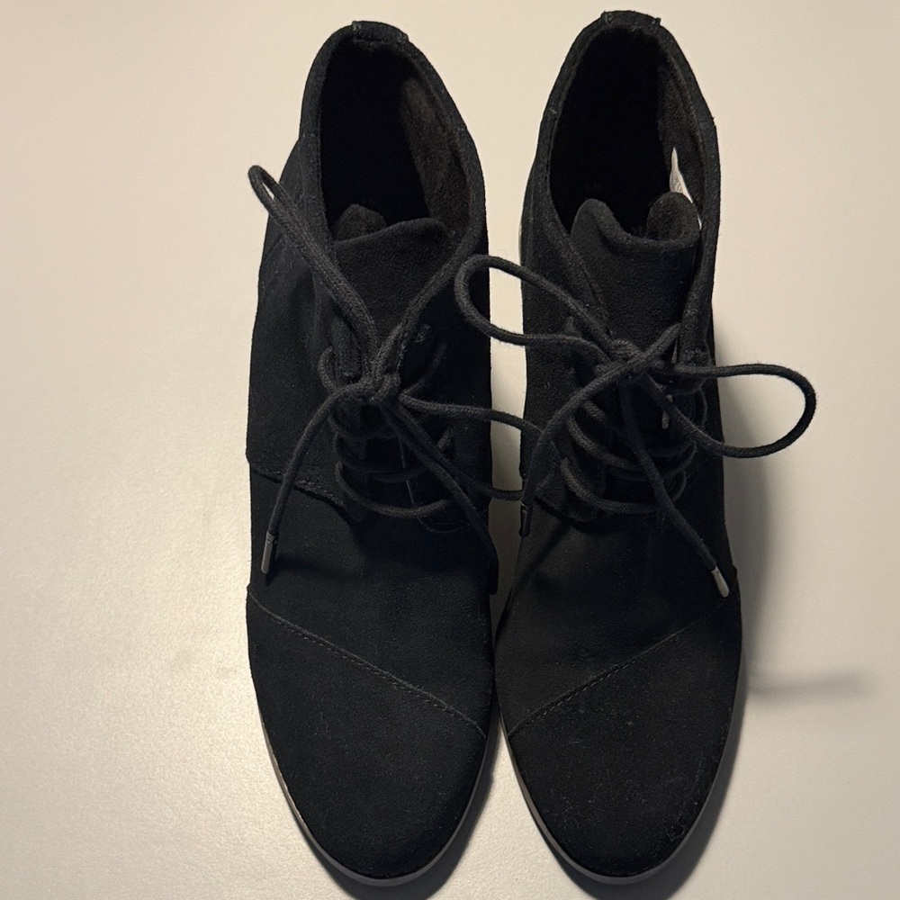 Toms Black Wedge Booties